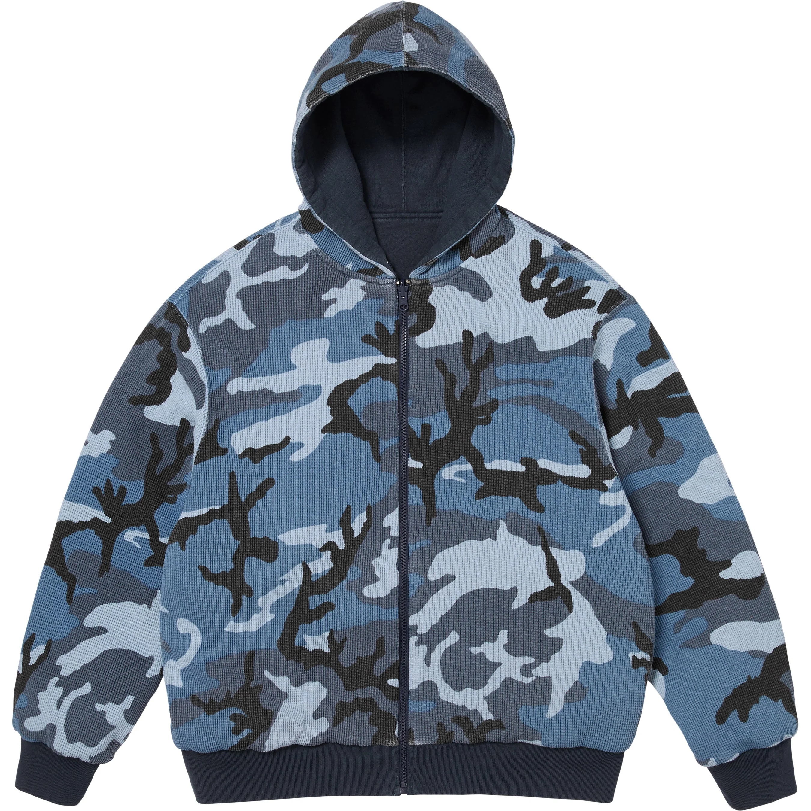 Supreme Reversible Work Zip Up Hooded Sweatshirt (FW25) - Navy - $168