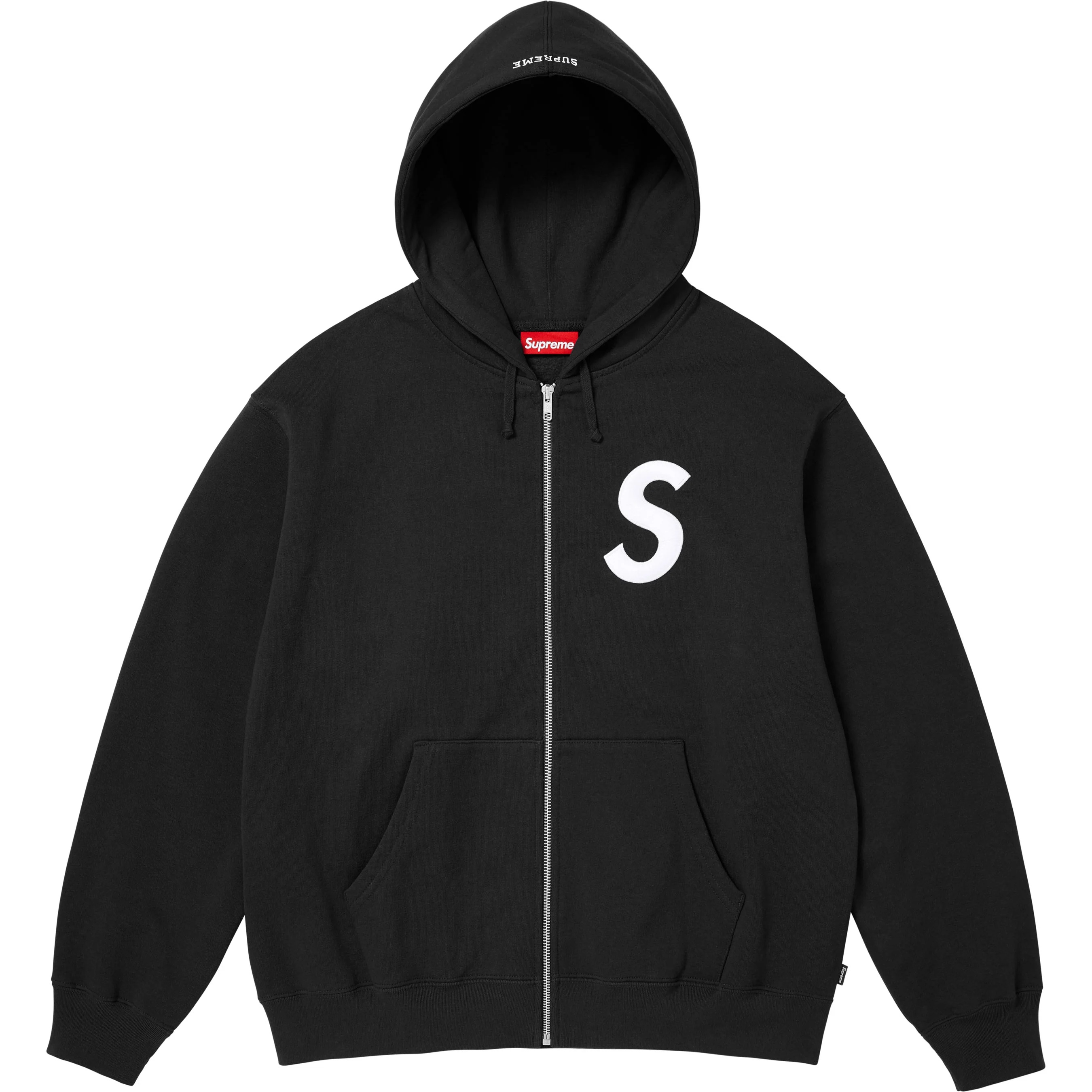 Supreme S Logo Zip Up Hooded Sweatshirt (FW25) - Black - $178