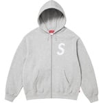 Supreme S Logo Zip Up Hooded Sweatshirt (FW25) - Heather Grey