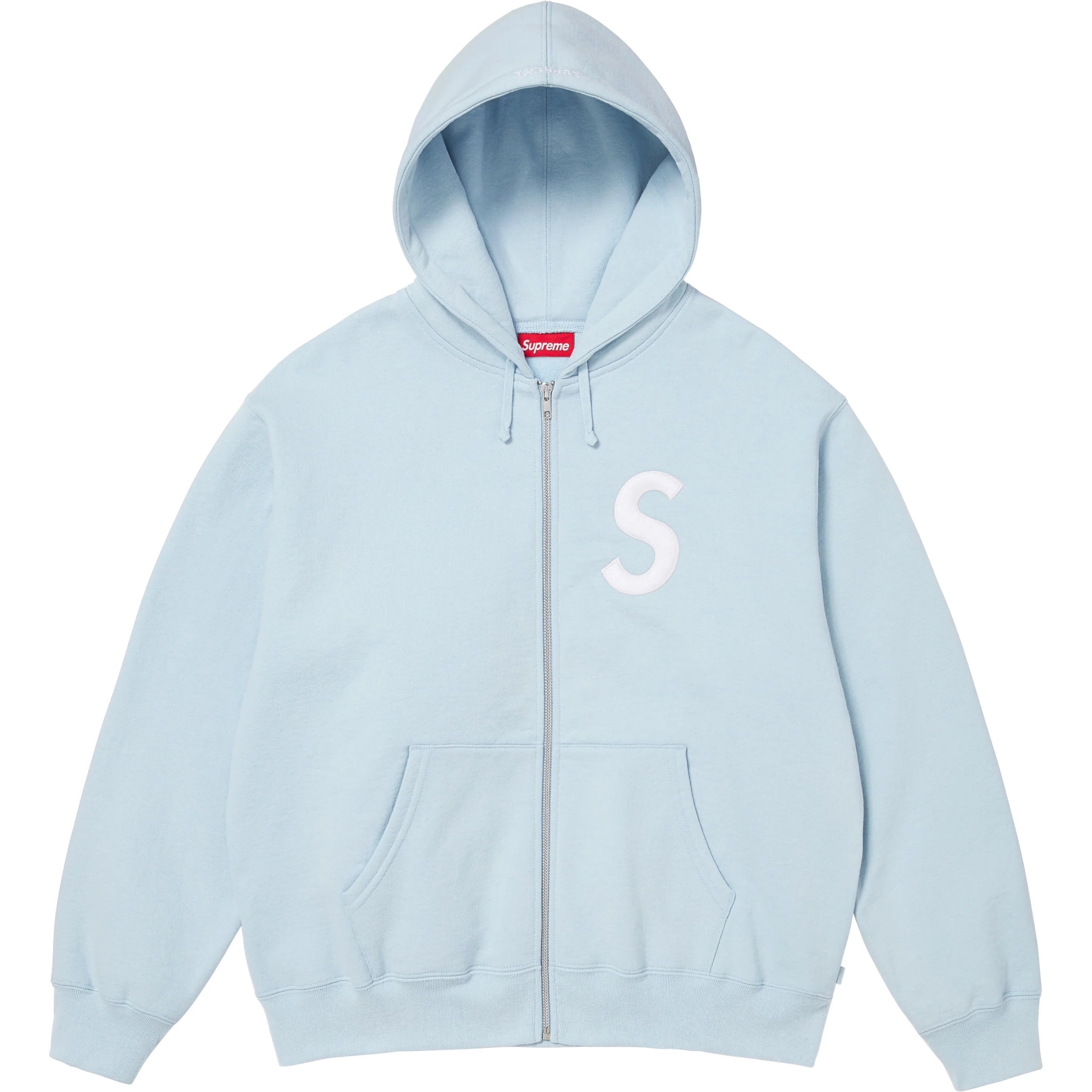 Supreme S Logo Zip Up Hooded Sweatshirt (FW25) - Light Blue - $178
