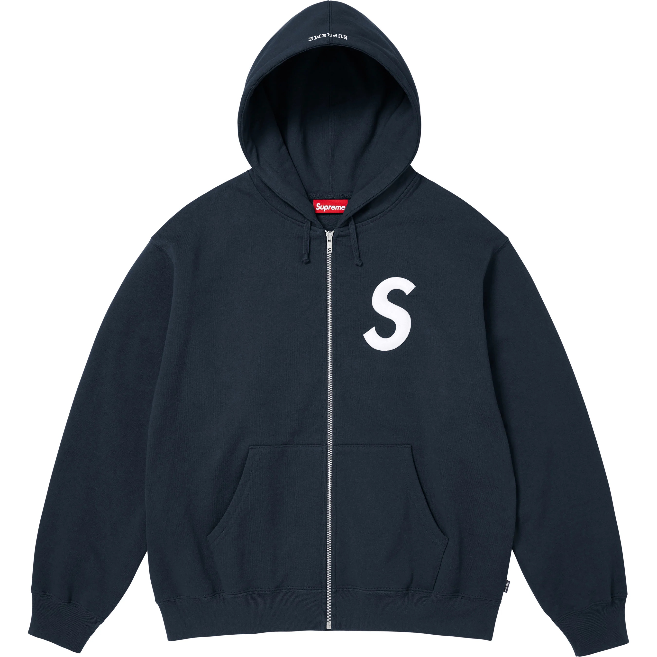 Supreme S Logo Zip Up Hooded Sweatshirt (FW25) - Navy - $178