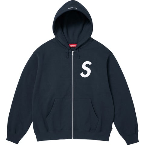 Supreme S Logo Zip Up Hooded Sweatshirt - Navy