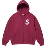 Supreme S Logo Zip Up Hooded Sweatshirt (FW25) - Raspberry