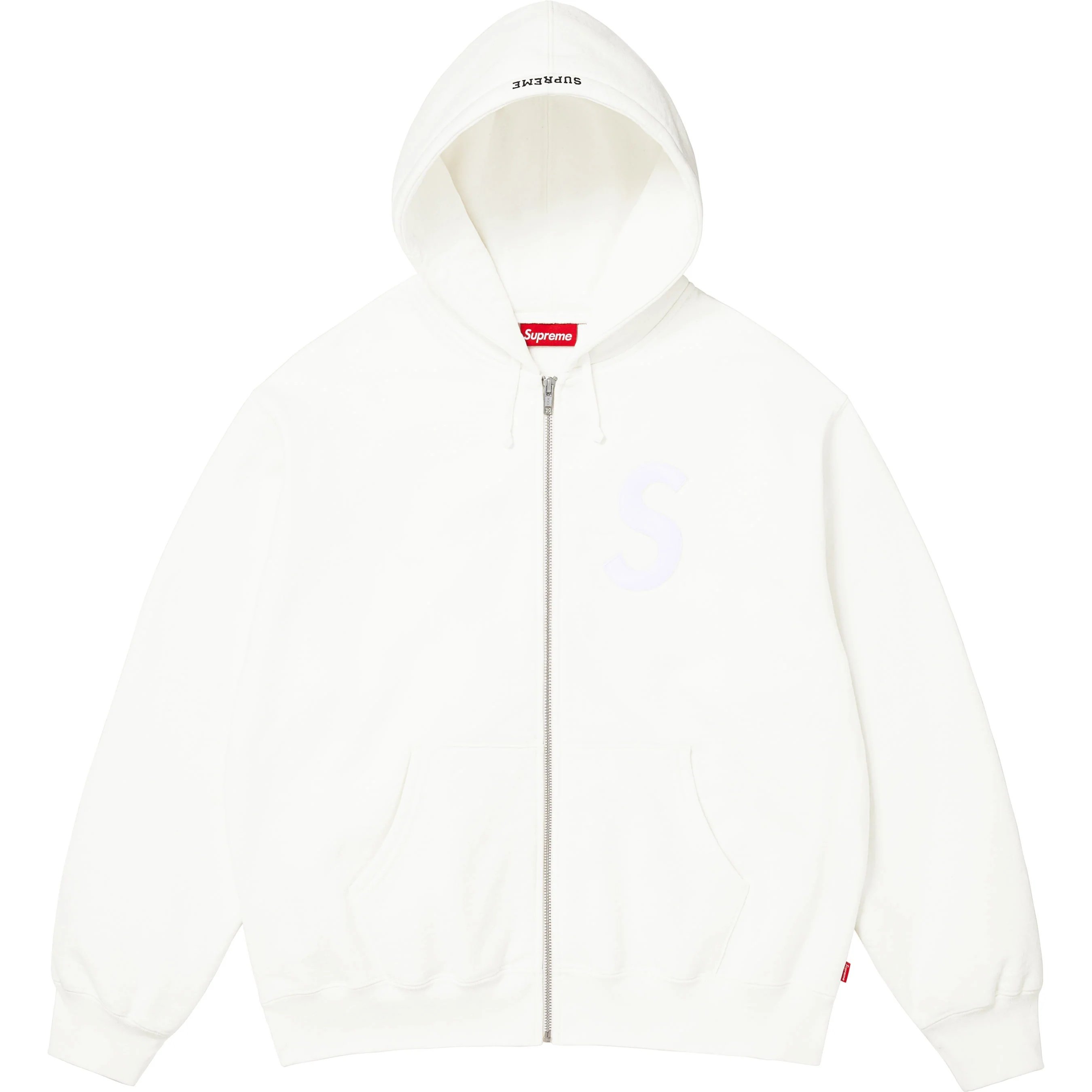 Supreme S Logo Zip Up Hooded Sweatshirt (FW25) - White - $178