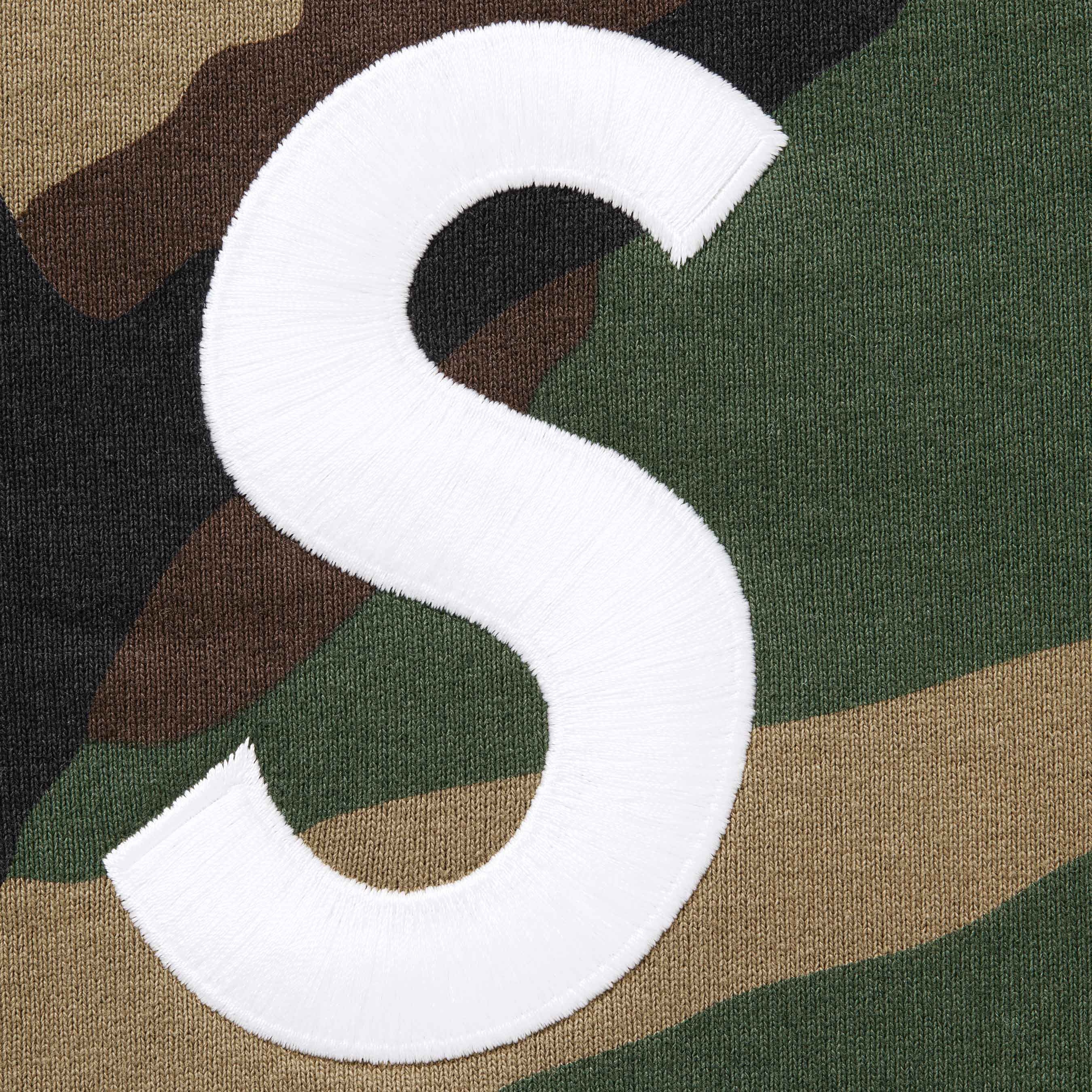 Supreme S Logo Zip Up Hooded Sweatshirt (FW25) - Woodland Camo - $178