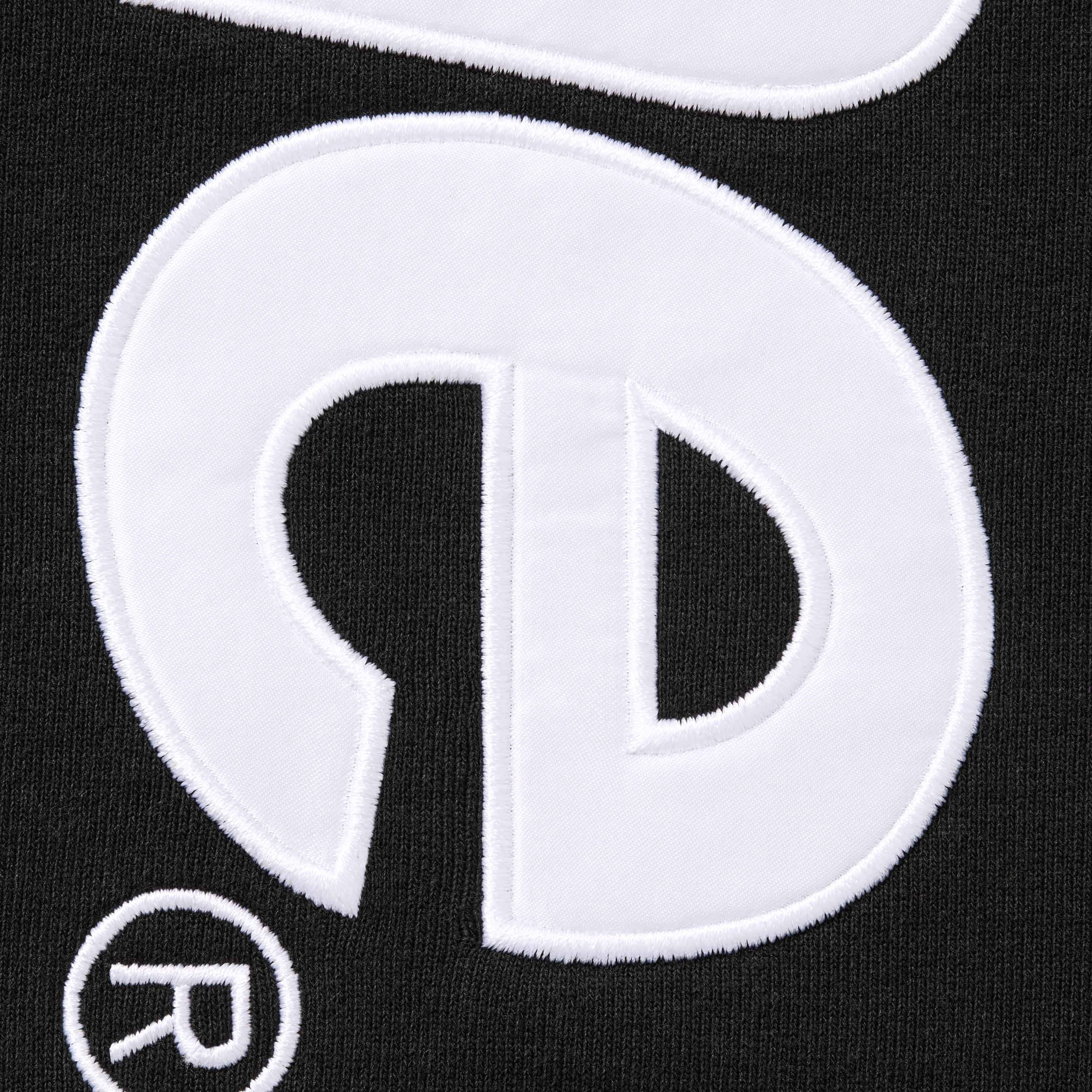 Supreme Satin Appliqué Hooded Sweatshirt (FW25) - Black - $158