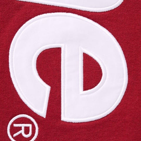 Supreme Satin Appliqué Hooded Sweatshirt - Dark Red