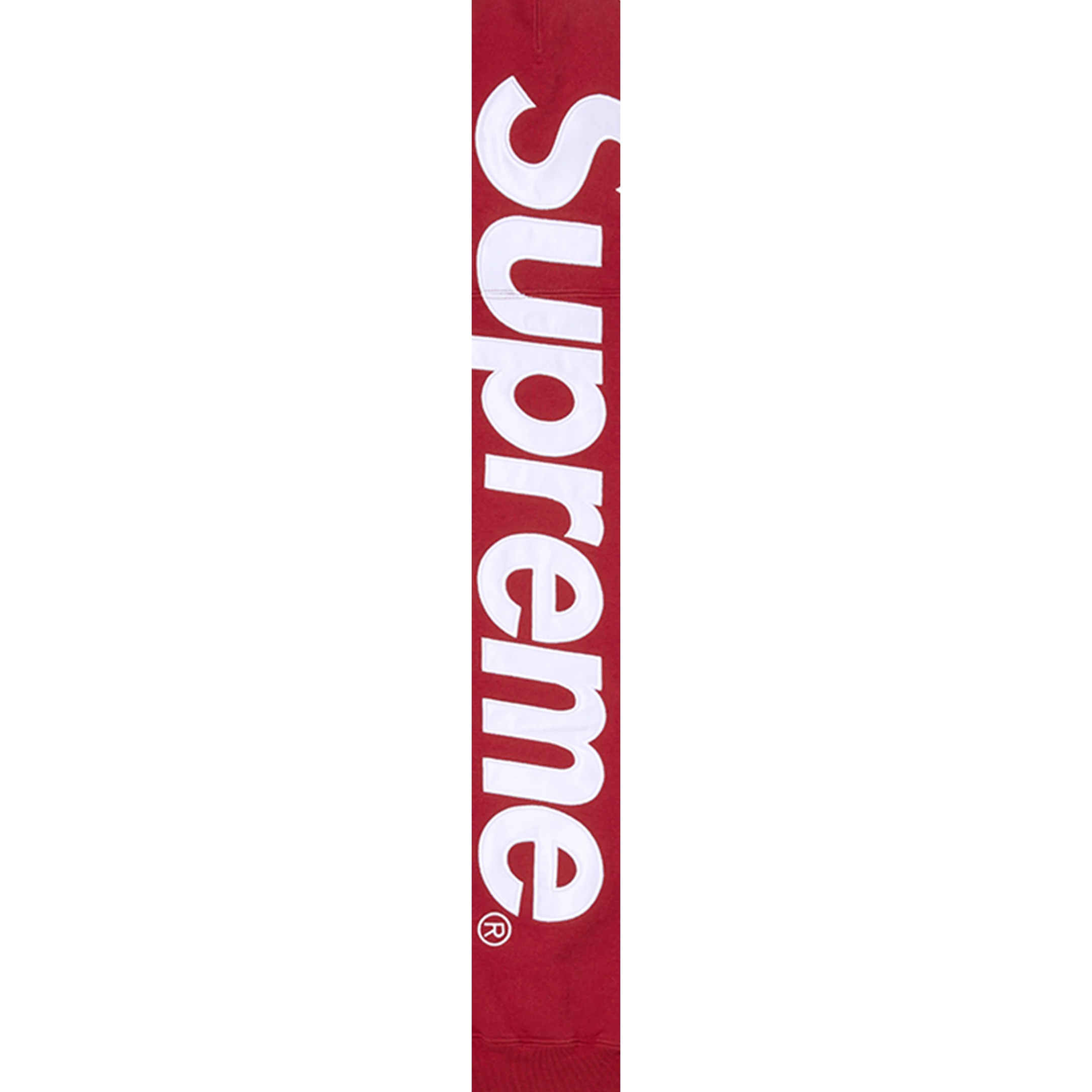 Supreme Satin Appliqué Hooded Sweatshirt (FW25) - Dark Red - $158