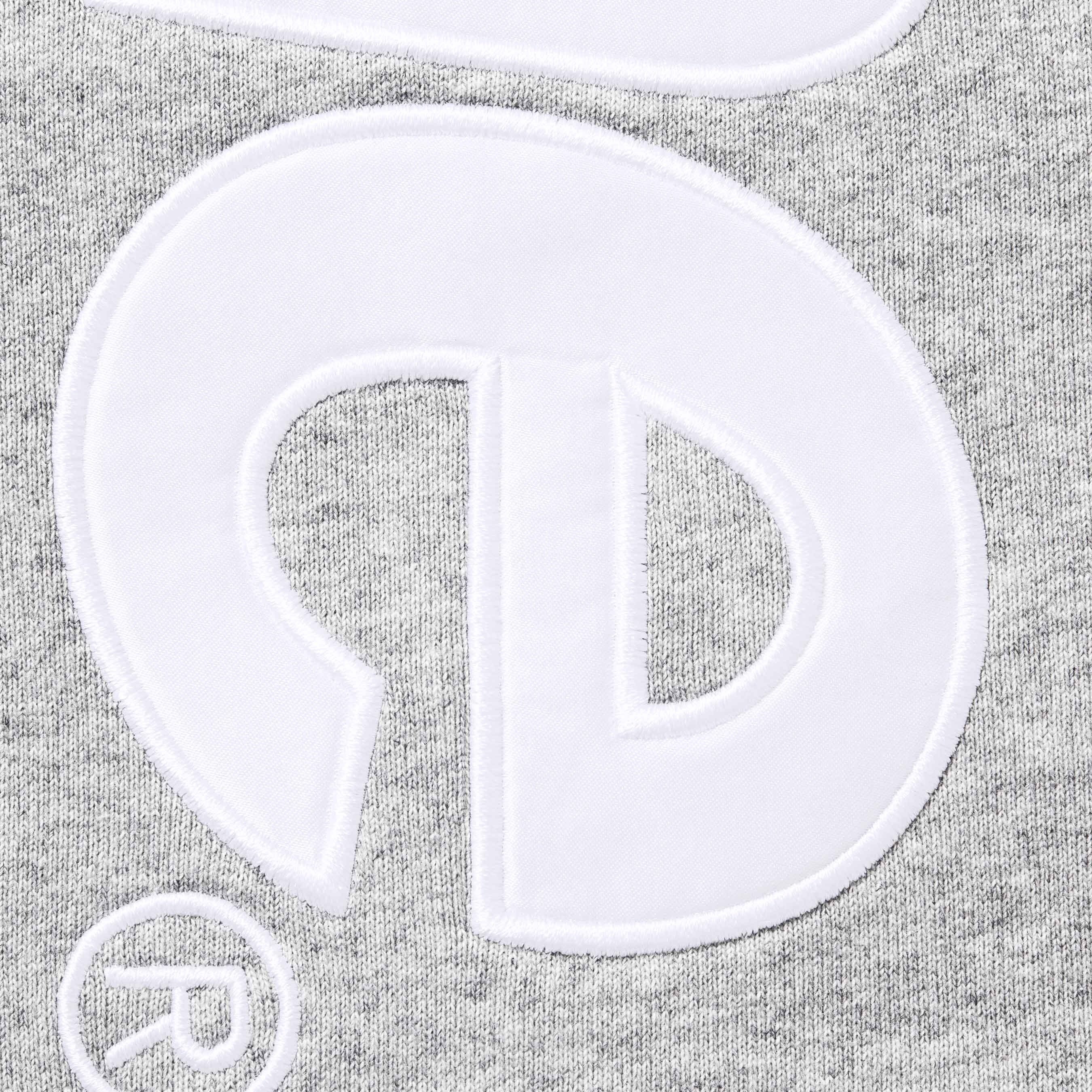 Supreme Satin Appliqué Hooded Sweatshirt (FW25) - Heather Grey - $158