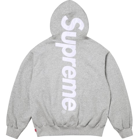 Supreme Satin Appliqué Hooded Sweatshirt - Heather Grey