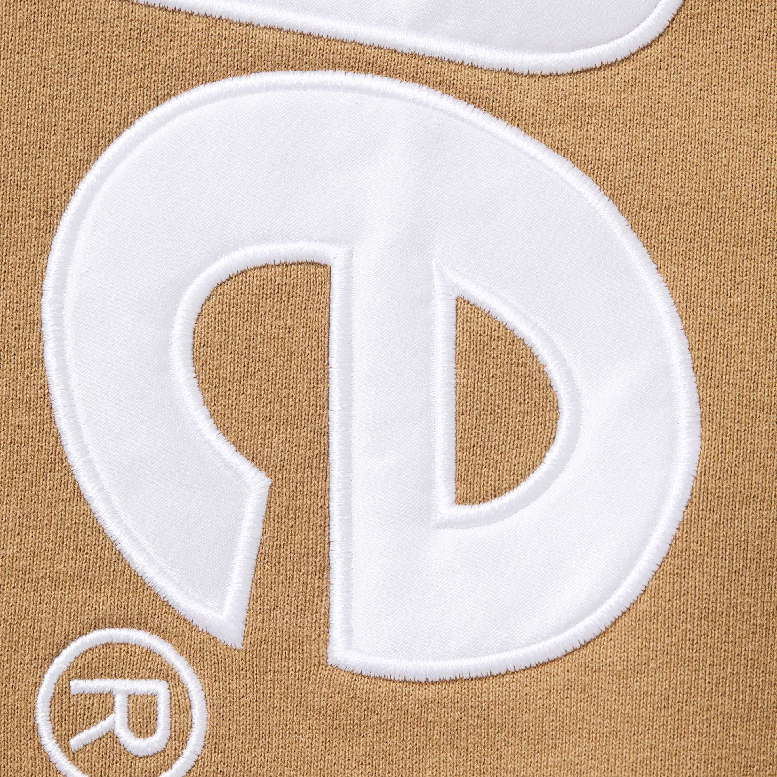 Supreme Satin Appliqué Hooded Sweatshirt (FW25) - Light Tan - $158