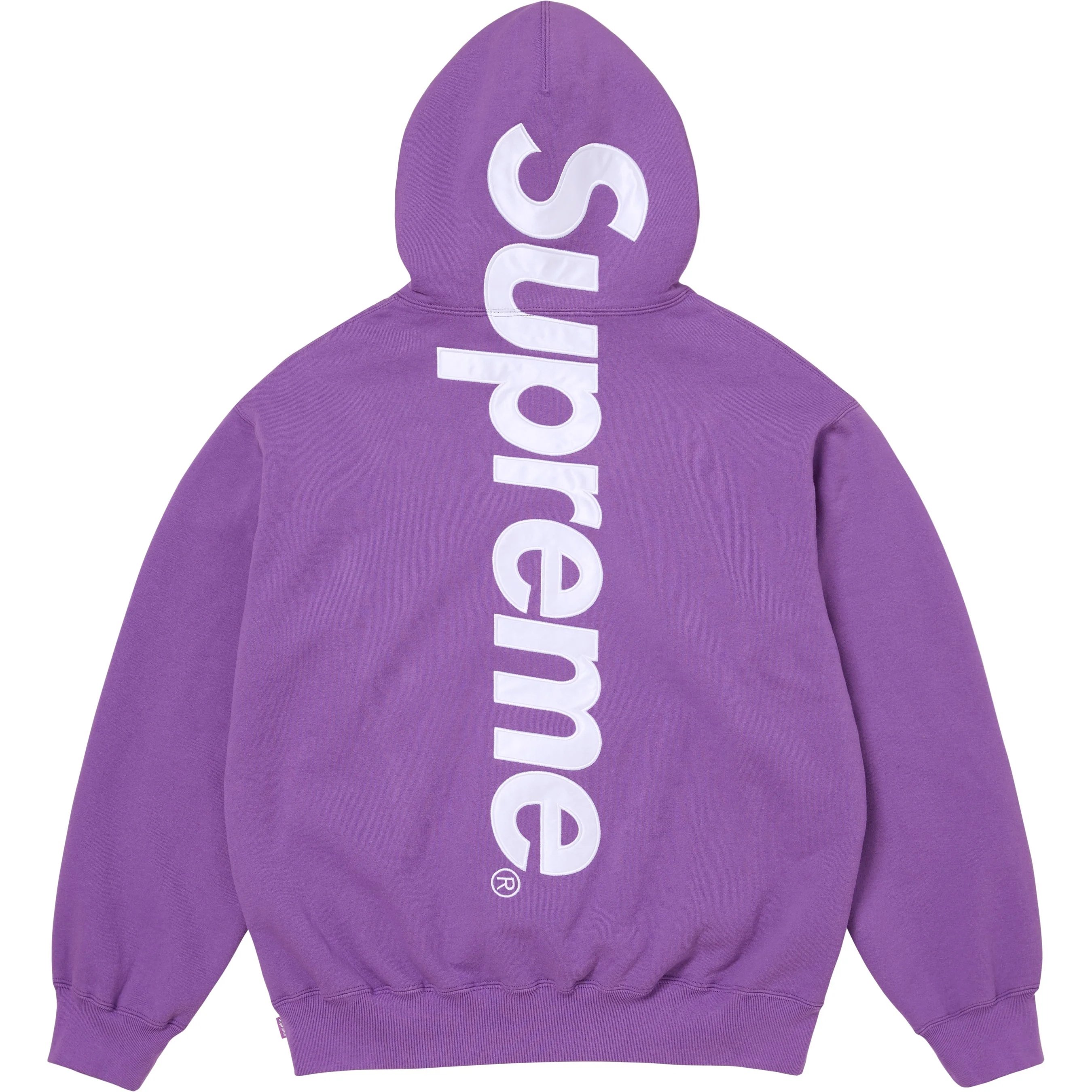Supreme Satin Appliqué Hooded Sweatshirt (FW25) - Violet - $158