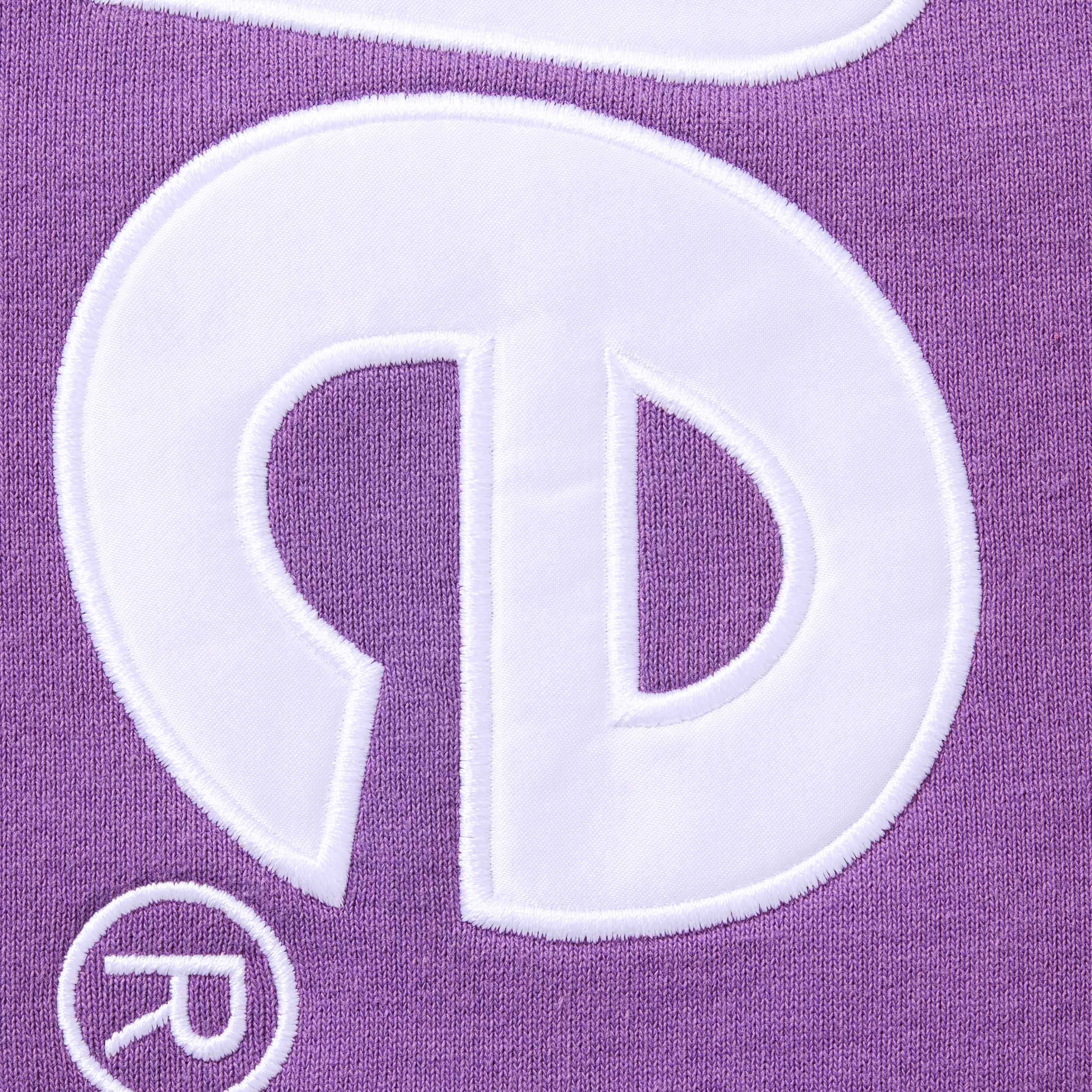 Supreme Satin Appliqué Hooded Sweatshirt (FW25) - Violet - $158