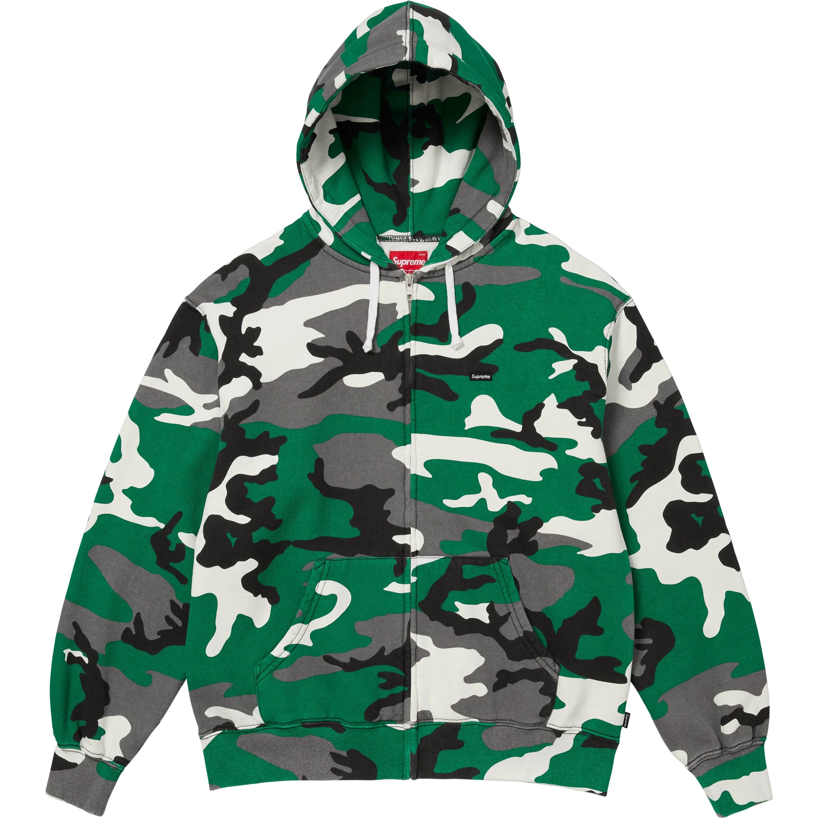Supreme Small Box Zip Up Hooded Sweatshirt (FW25) - Green Camo - $168