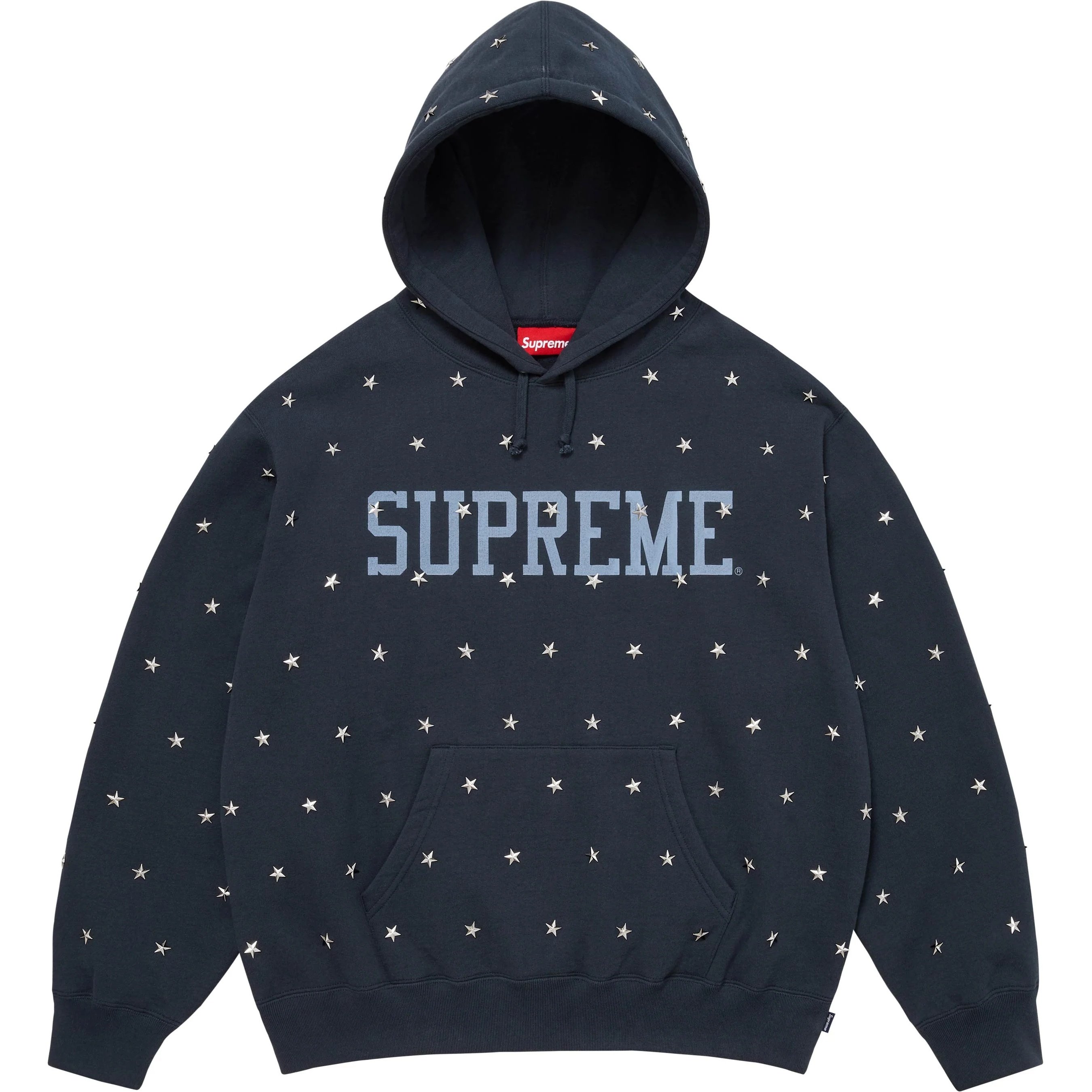 Supreme Stars Studded Hooded Sweatshirt (FW25) - Navy - $238