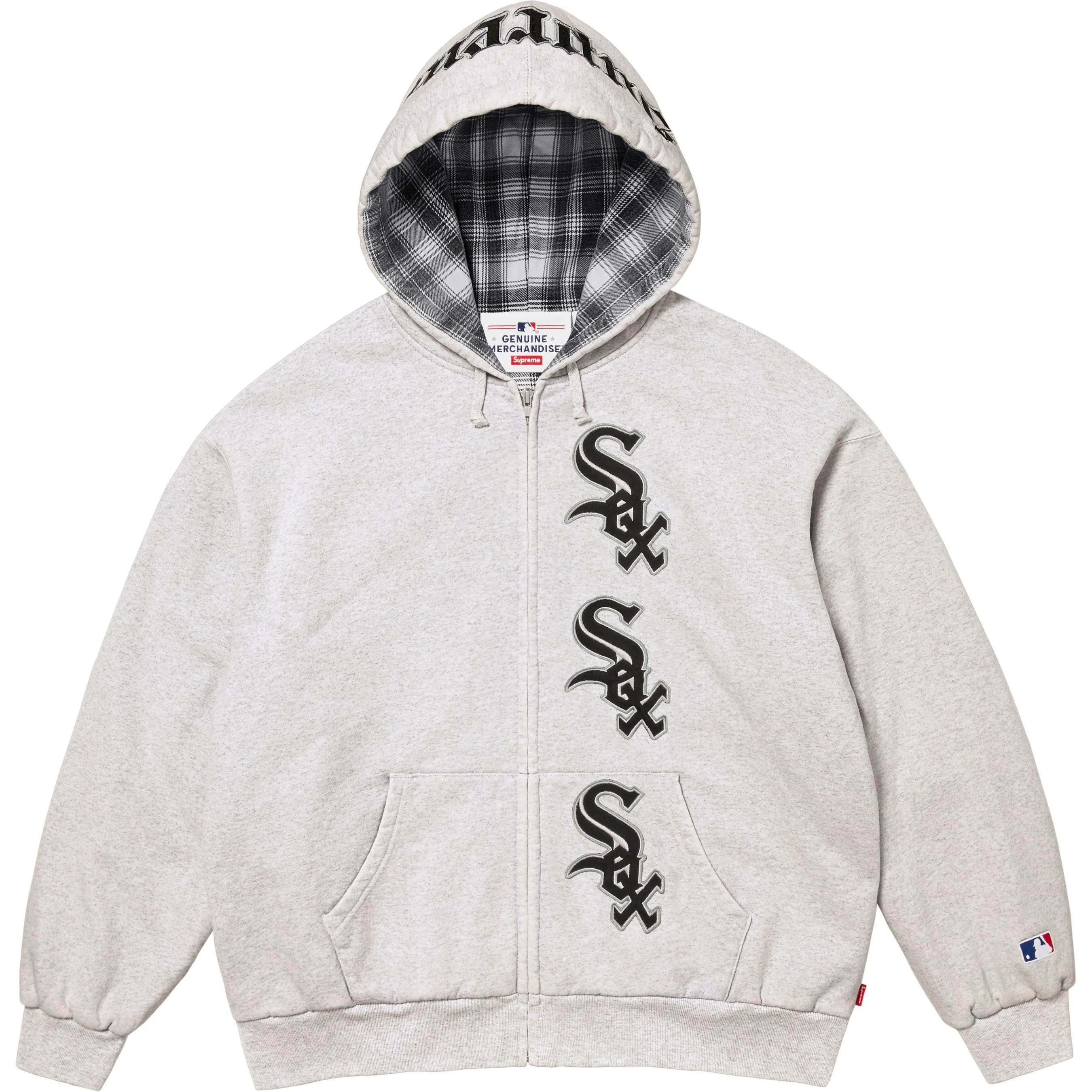 Supreme Supreme Chicago White Sox™ Zip Up Hooded Sweatshirt (FW25) - Ash Grey - $218