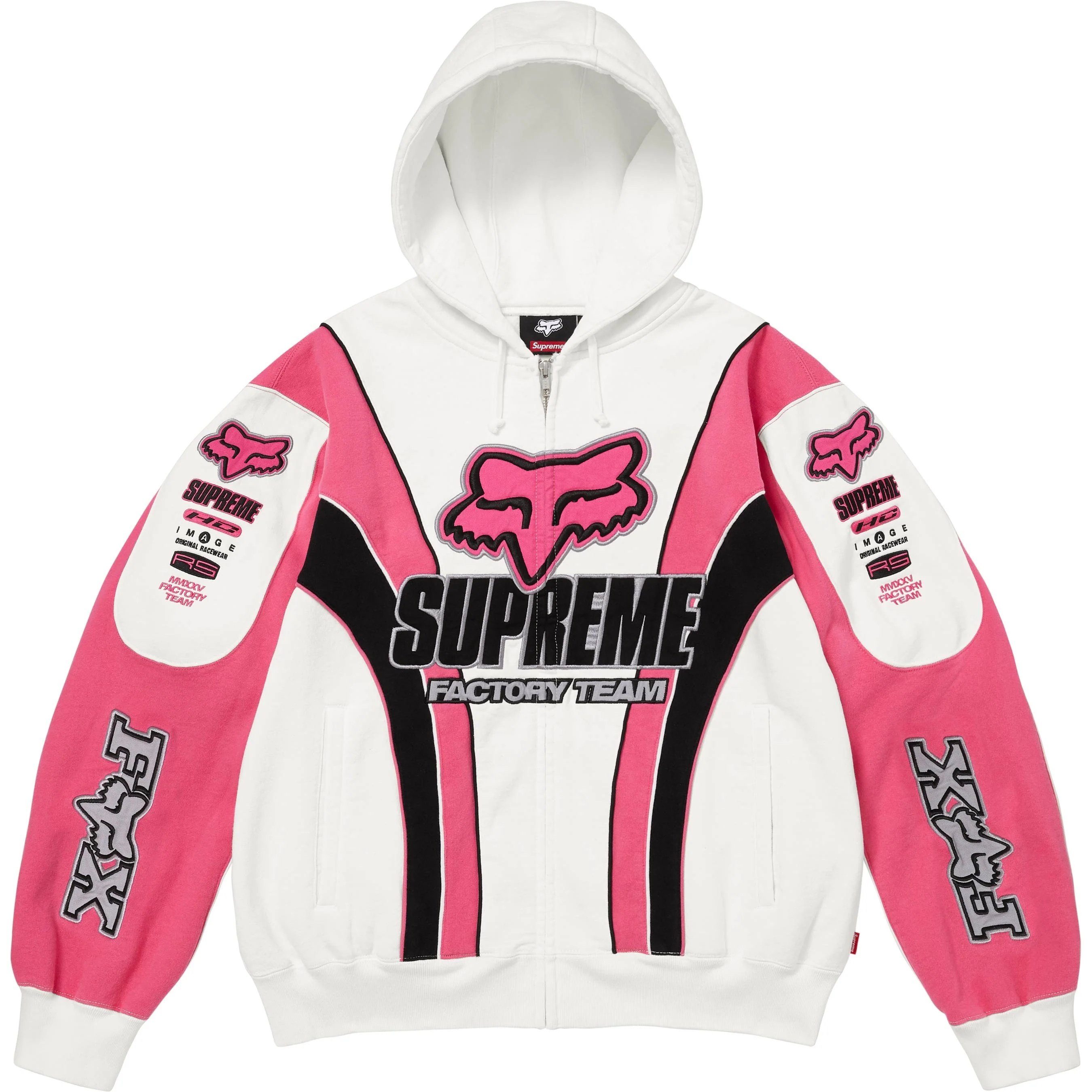 Supreme Supreme Fox Racing Zip Up Hooded Sweatshirt (FW25) - White - $198