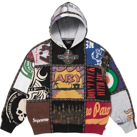 Supreme®/Number (N)ine® Patchwork Zip Up Hooded Sweatshirt - Supreme