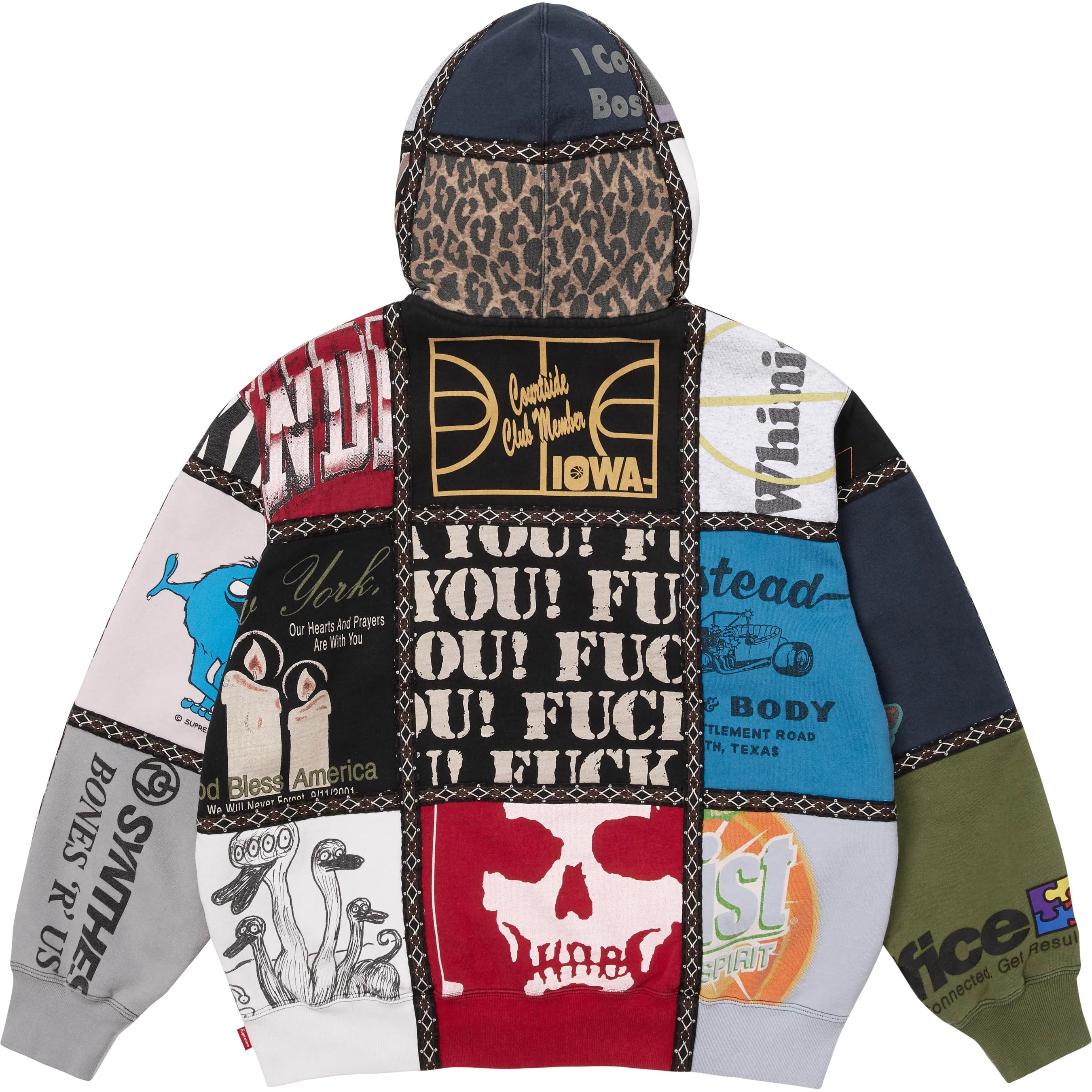 Supreme Number (N)ine Patchwork Zip Up Hooded Sweatshirt (FW25) - $248