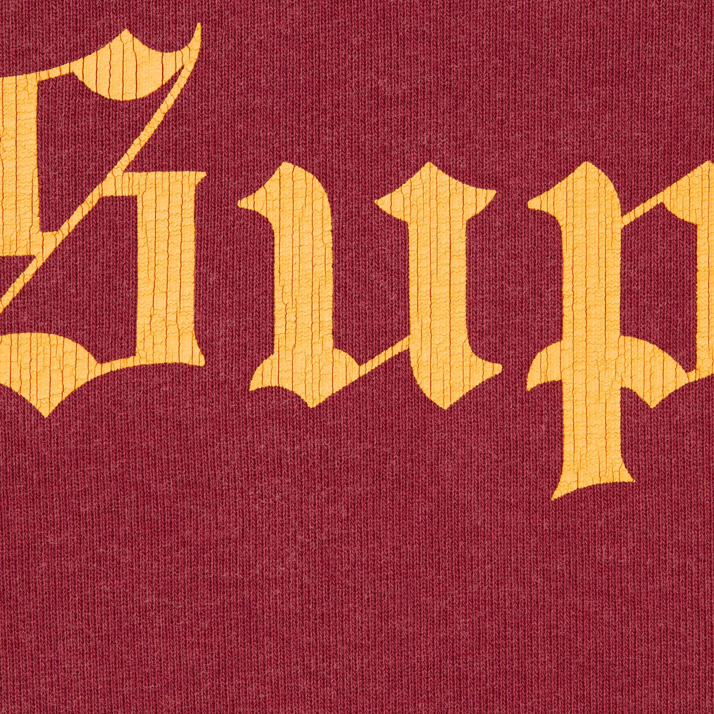 Supreme Washed Old English Hooded Sweatshirt (FW25) - Cardinal - $158