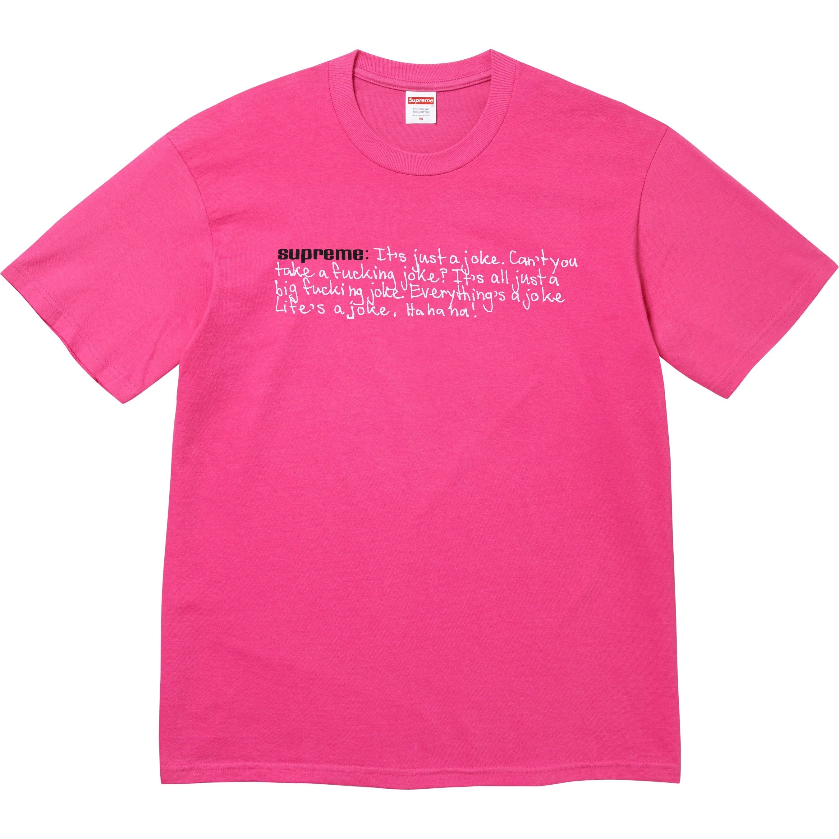 Supreme Joke Tee (FW25) - Fuchsia - $44