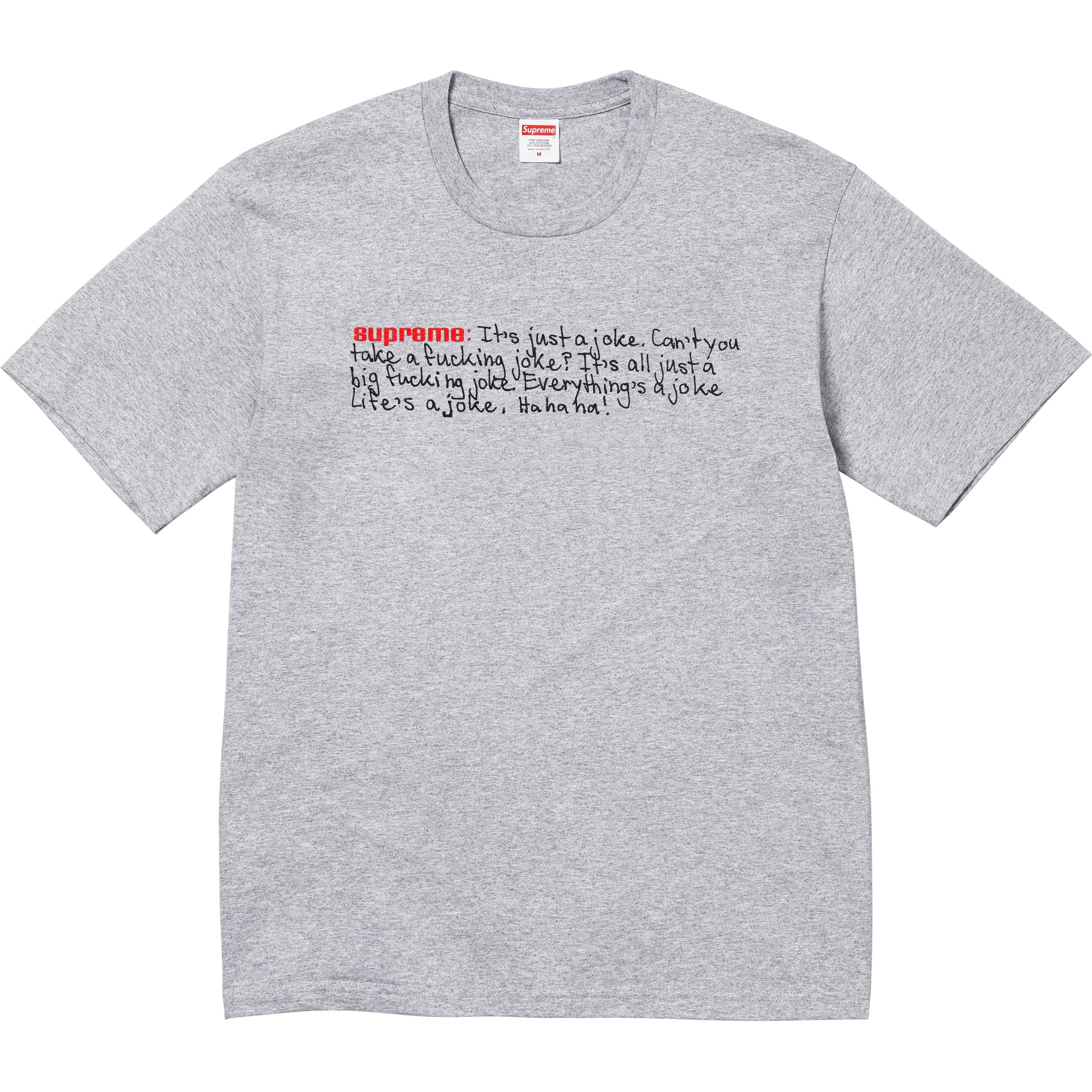 Supreme Joke Tee (FW25) - Heather Grey - $44
