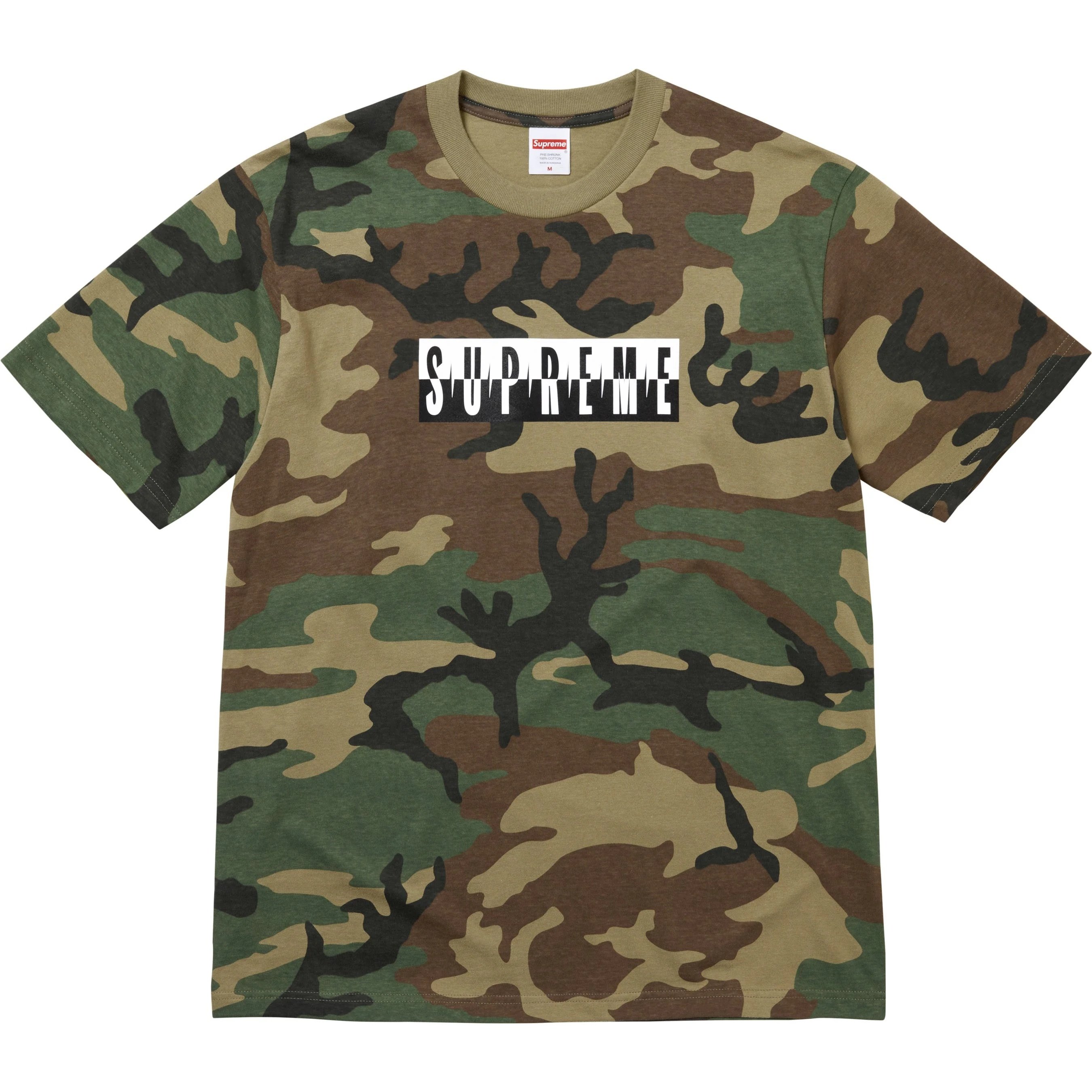 Supreme Split Tee (FW25) - Woodland Camo - $44