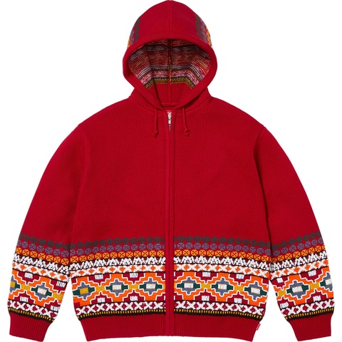 Supreme Beaded Zip Up Hooded Sweater - Red