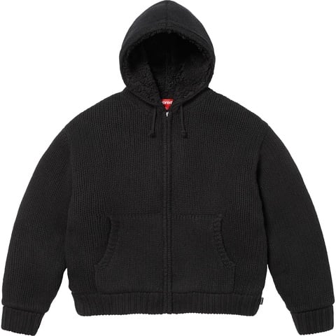 Faux Shearling Lined Zip Up Hooded Sweater - Supreme