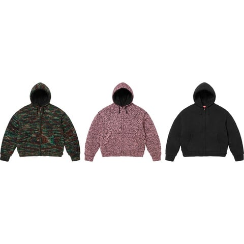 Faux Shearling Lined Zip Up Hooded Sweater - Supreme Faux Shearling Lined Zip Up Hooded Sweater - Supreme