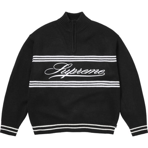 Supreme Script Stripe Half Zip Sweater - Black