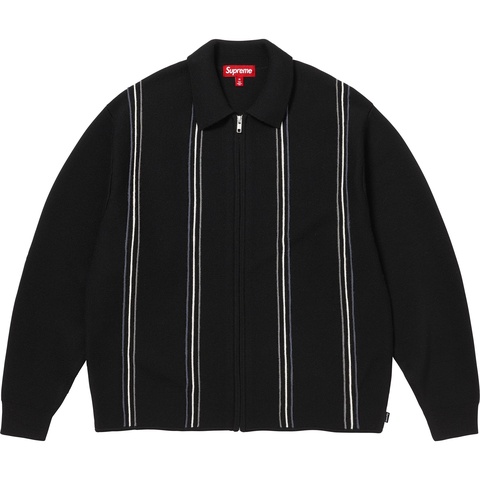 Stripe Zip Up Polo Sweater - SupremeCommunity