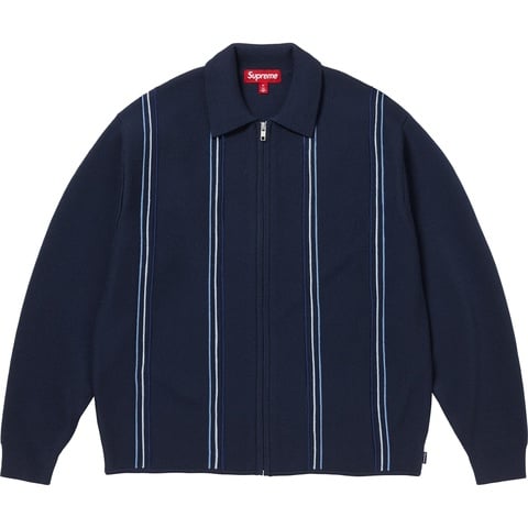 Stripe Zip Up Polo Sweater - SupremeCommunity