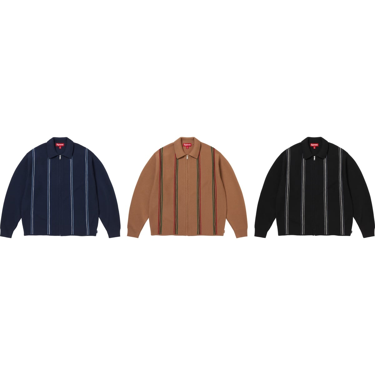 Stripe Zip Up Polo Sweater - SupremeCommunity