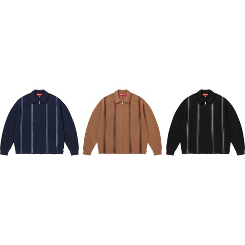 Lサイズ　田中シェン supreme Stripe Zip L/S Polo Supreme Stripe Zip L/S Polo Navy Men's - FW24 - US