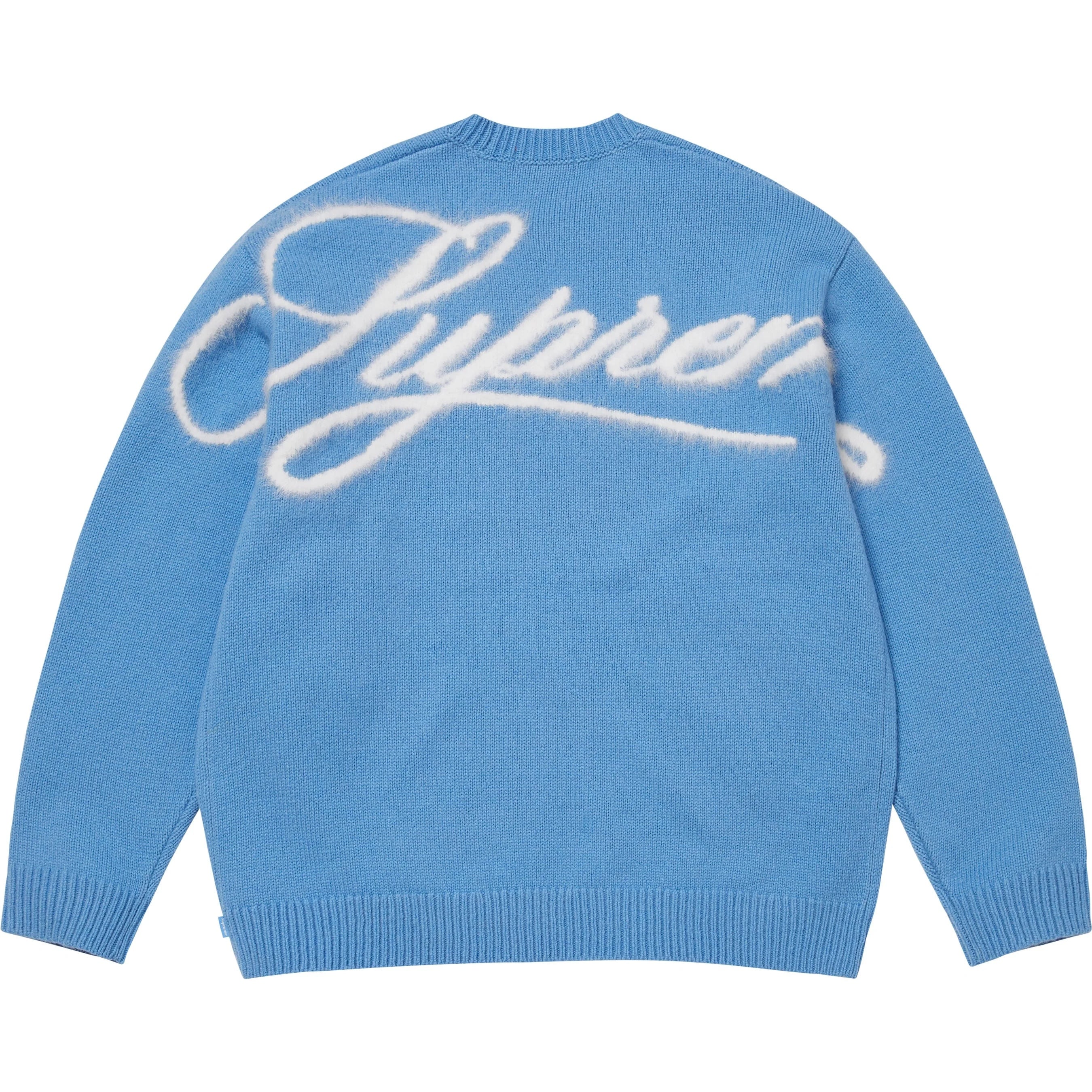 Supreme Angora Script Sweater (FW25) - Light Blue - $188