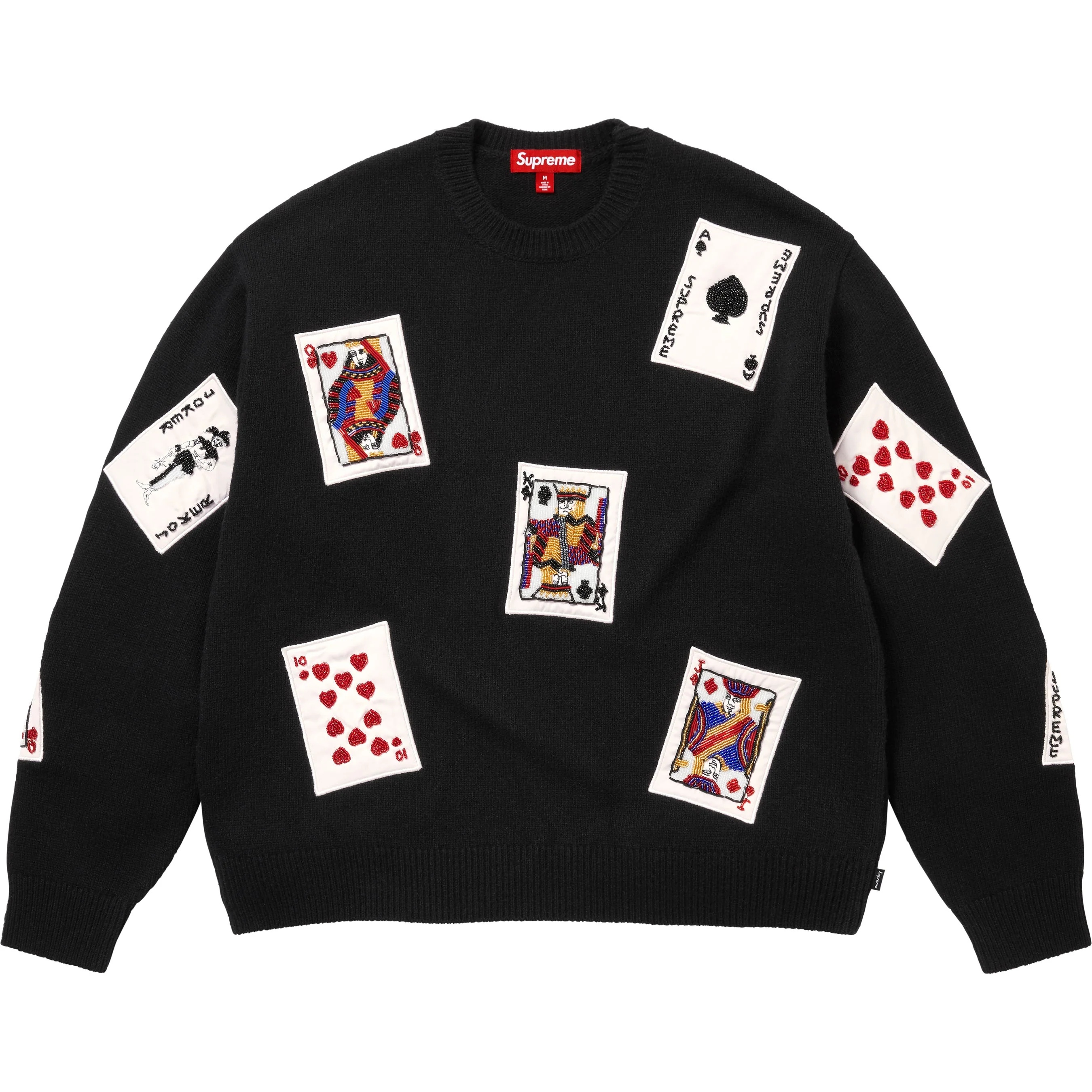 Supreme Beaded Cards Sweater (FW25) - Black - $298