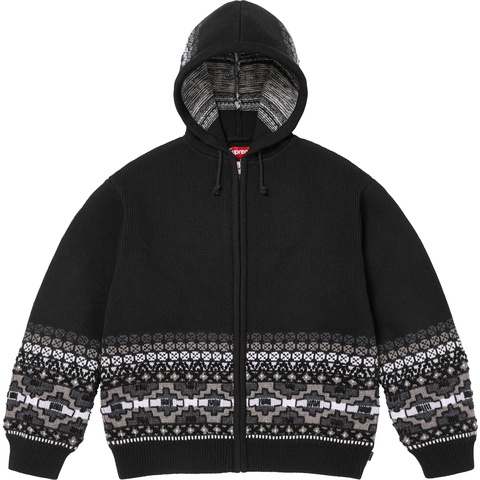 Supreme Beaded Zip Up Hooded Sweater - Black