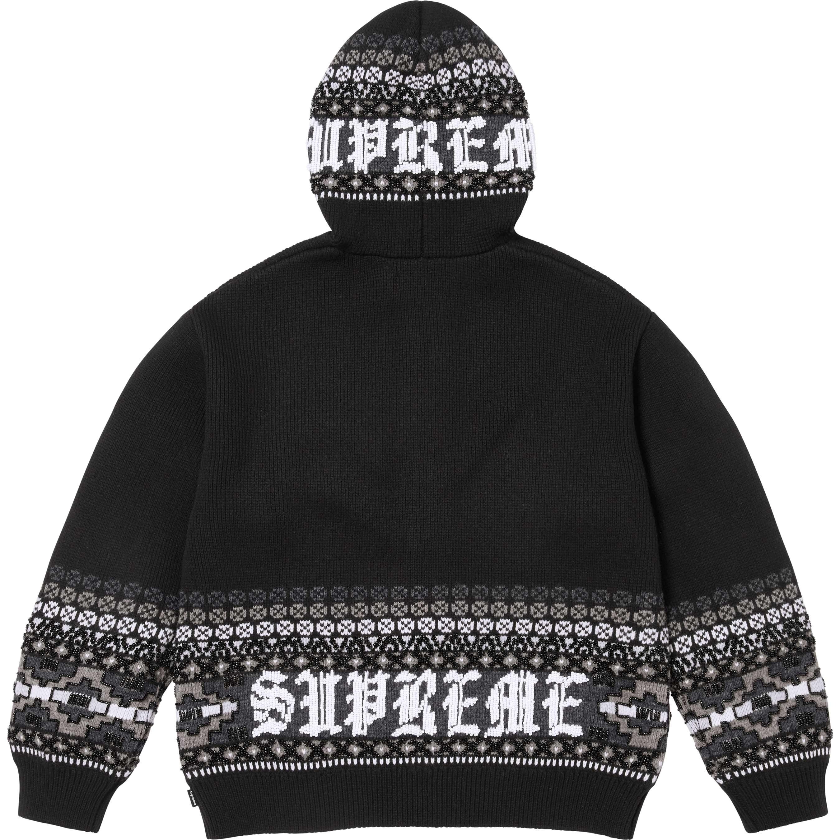 Supreme Beaded Zip Up Hooded Sweater (FW25) - Black - $398