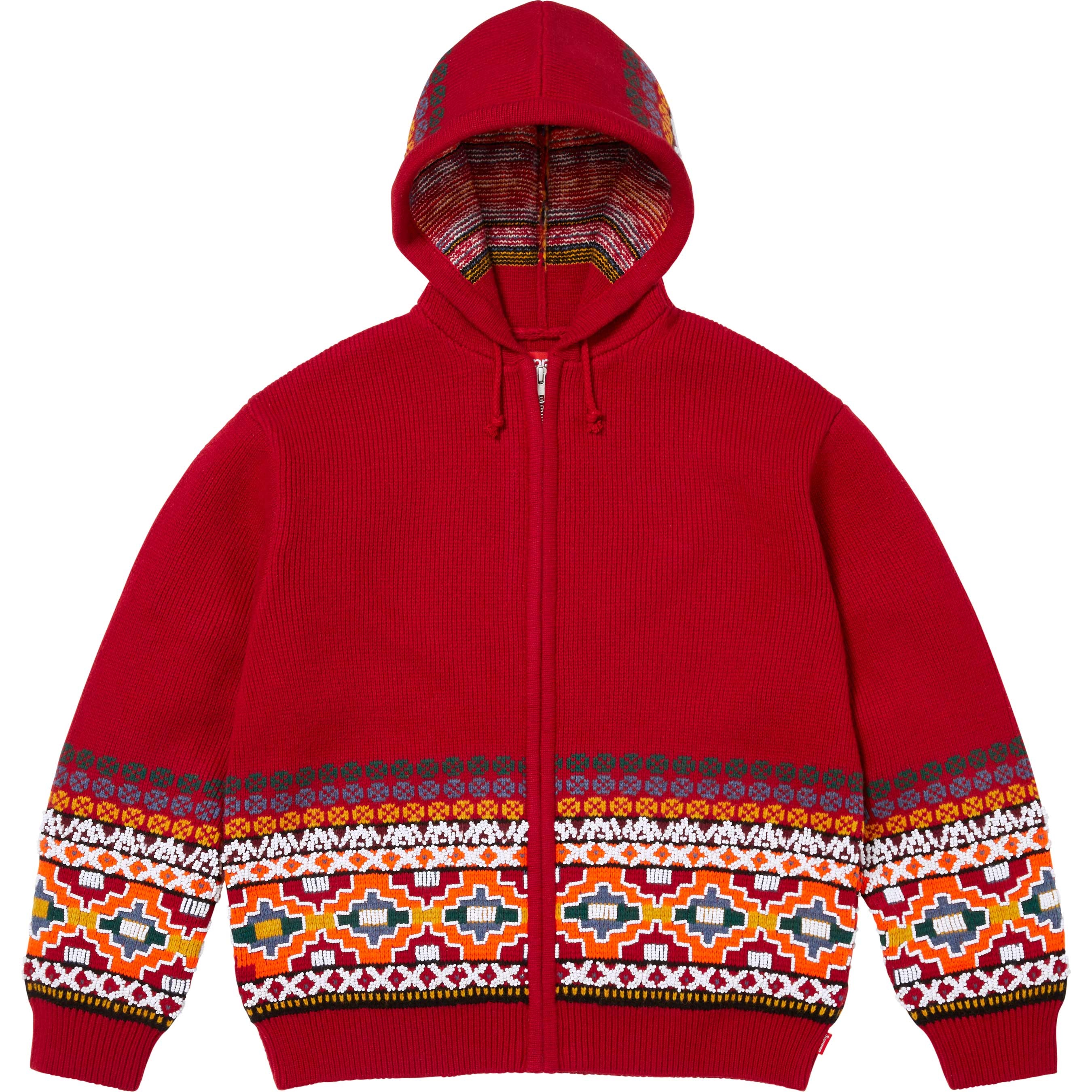 Supreme Beaded Zip Up Hooded Sweater (FW25) - Red - $398