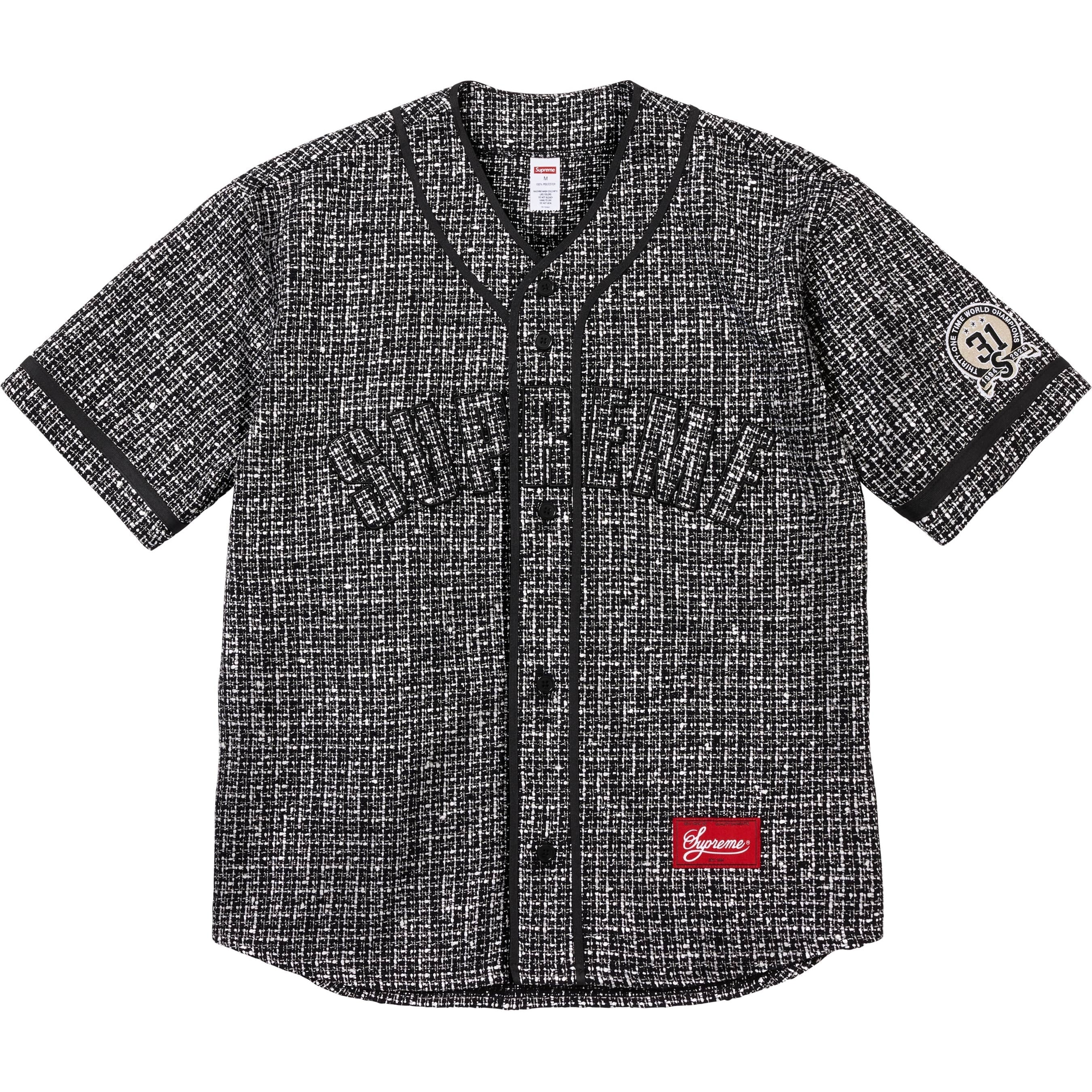 Supreme Bouclé Baseball Jersey (FW25) - Black - $198