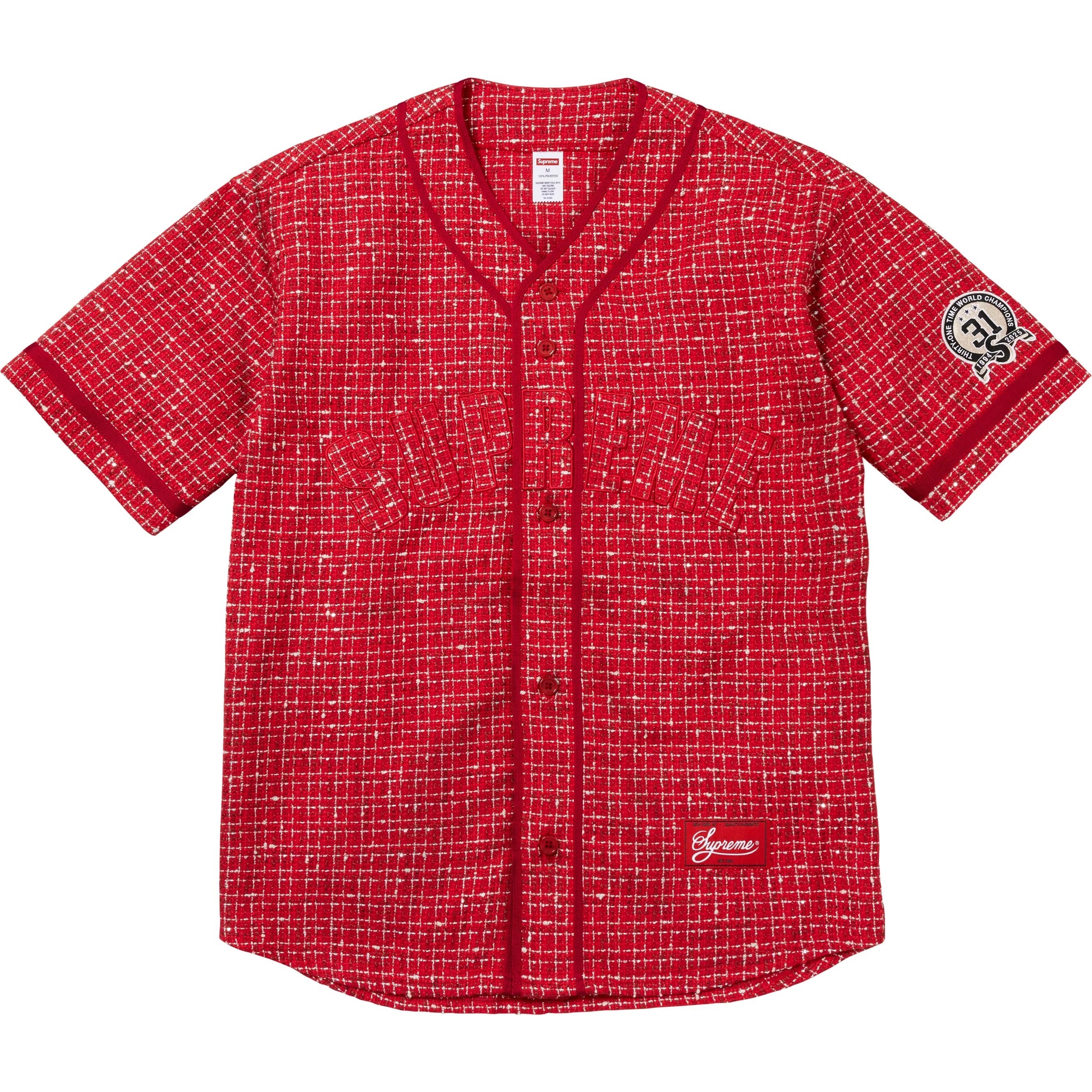Supreme Bouclé Baseball Jersey (FW25) - Red - $198