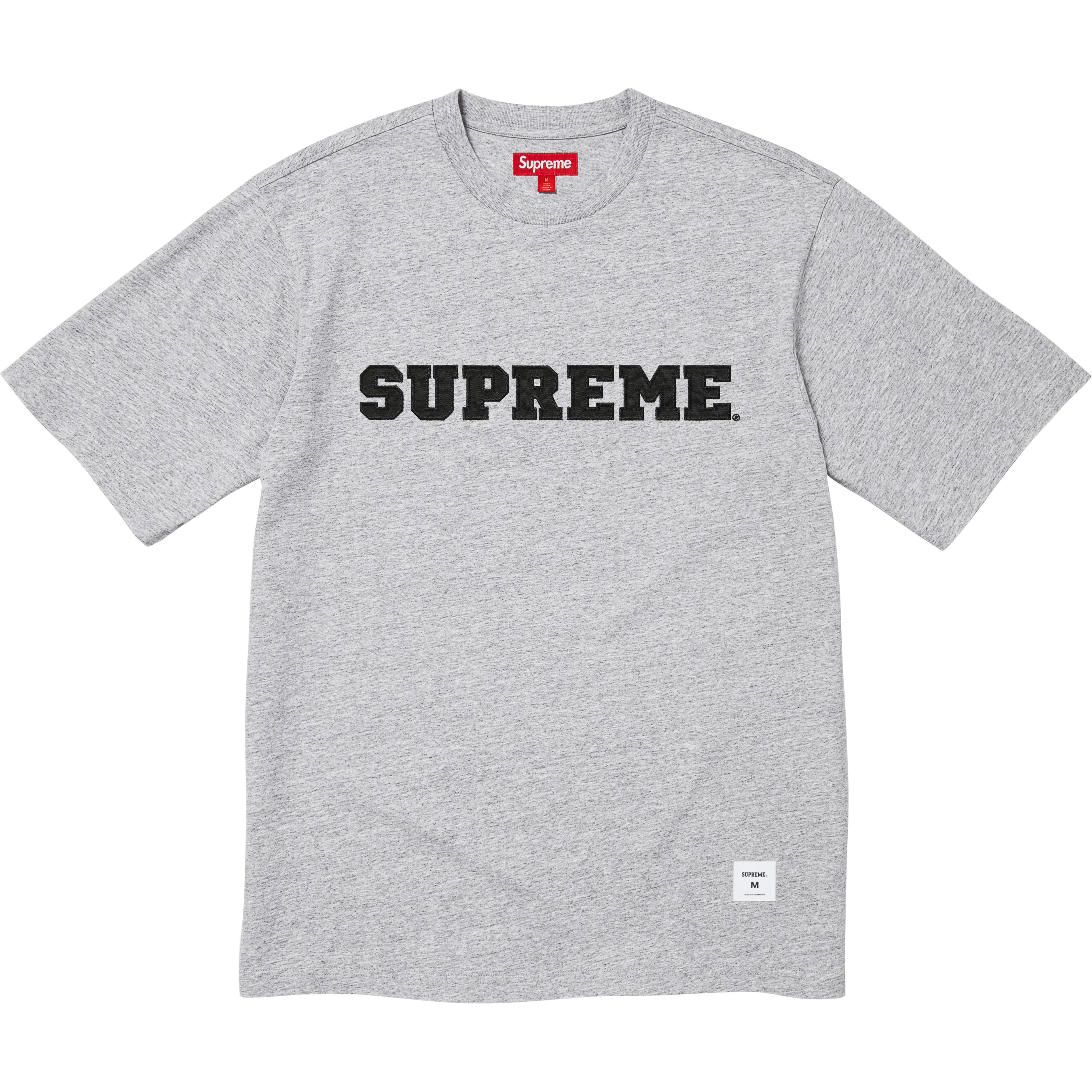 Supreme Collegiate Appliqué S S Top (FW25) - Heather Grey - $88