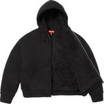 Supreme Faux Shearling Lined Zip Up Hooded Sweater (FW25) - Black
