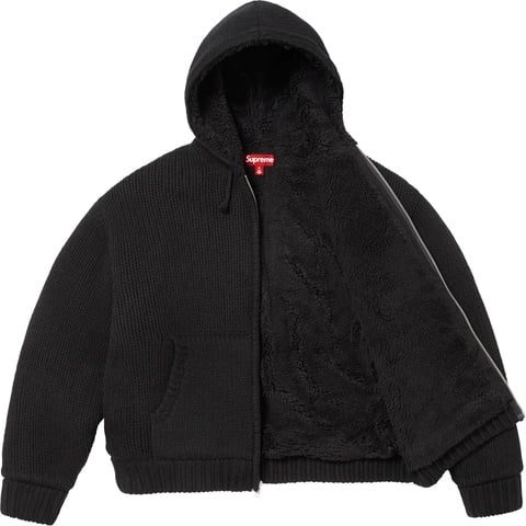 Faux Shearling Lined Zip Up Hooded Sweater - Supreme