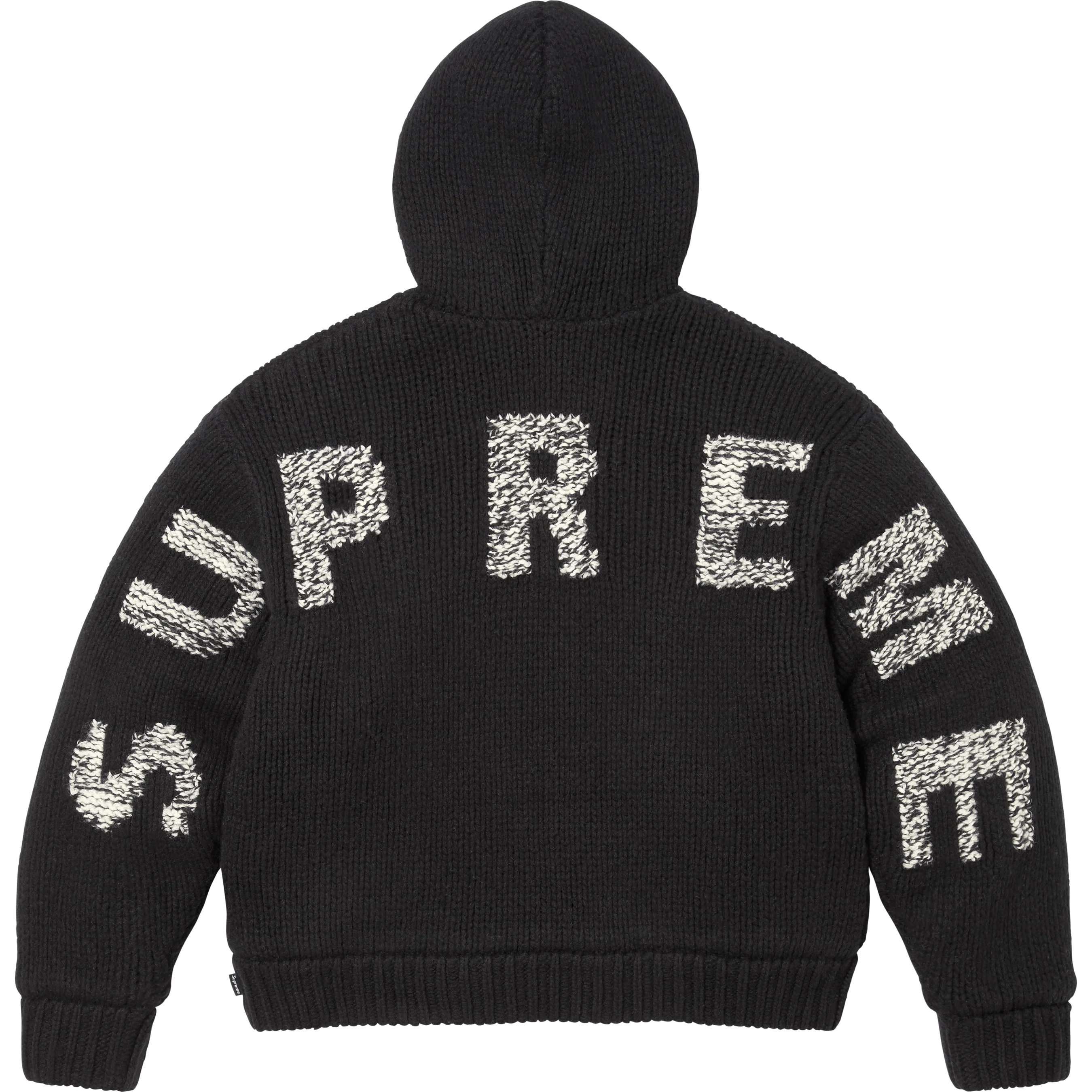 Supreme Faux Shearling Lined Zip Up Hooded Sweater (FW25) - Black - $298