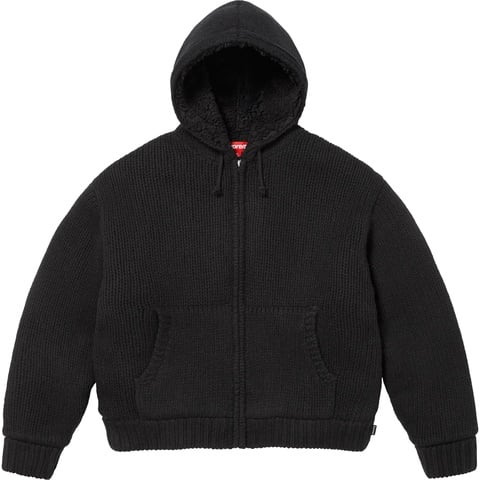 Faux Shearling Lined Zip Up Hooded Sweater - Supreme