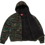 Supreme Faux Shearling Lined Zip Up Hooded Sweater (FW25) - Green Mélange