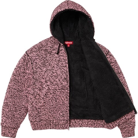 Faux Shearling Lined Zip Up Hooded Sweater - Supreme