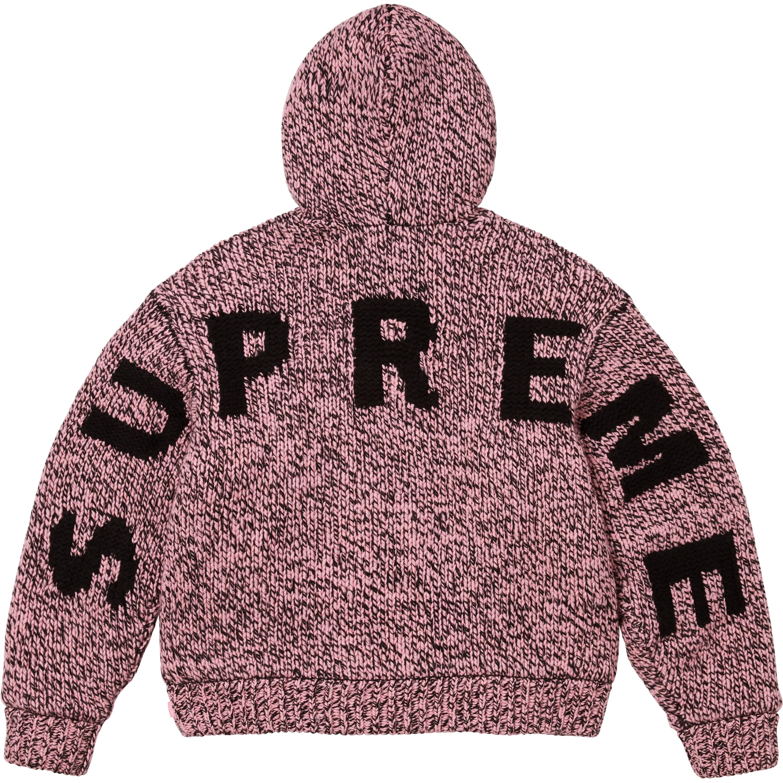 Supreme Faux Shearling Lined Zip Up Hooded Sweater (FW25) - Pink Mélange - $298